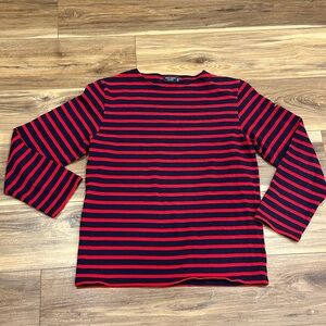 Saint James Women’s Breton Stripe Long Sleeve Top Red Navy Size M